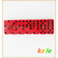 Double 6 plastic black paint red domino with plastic box